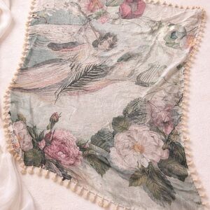 Floral Vintage Style Scarf / Wrap with Tassels